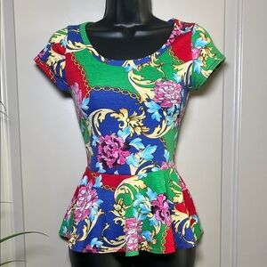 Vibrant Floral Peplum Top